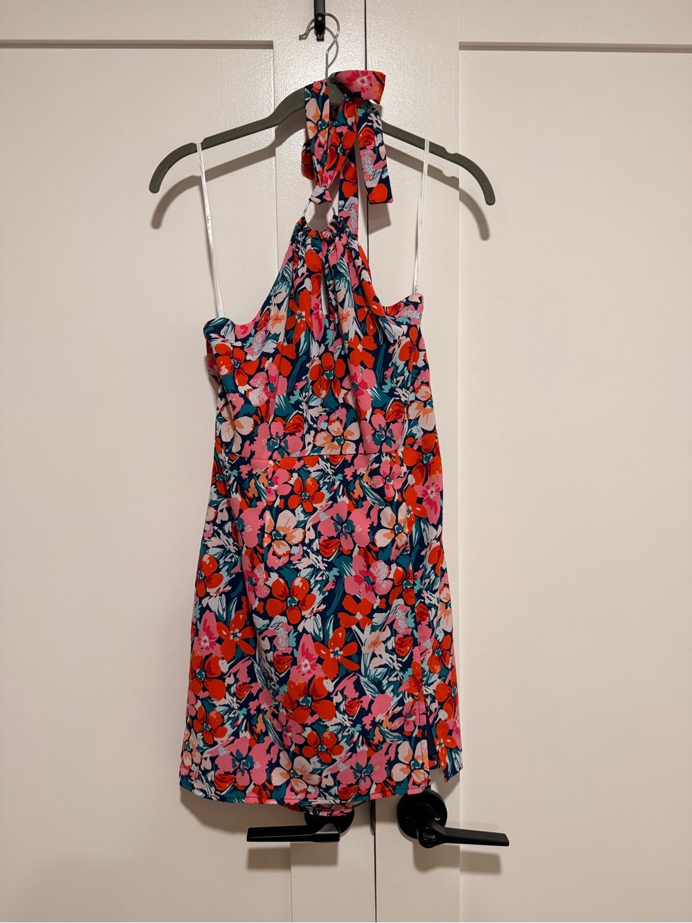 Lulus Halter Floral Sundress in Red, Pink & Navy